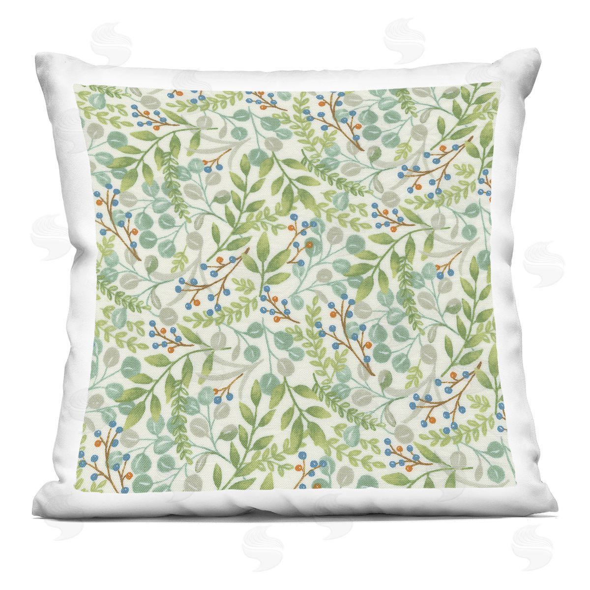 Green Nature Leaves Sprouts Decorative Printed Pillow, Home Decor by Deb Strain