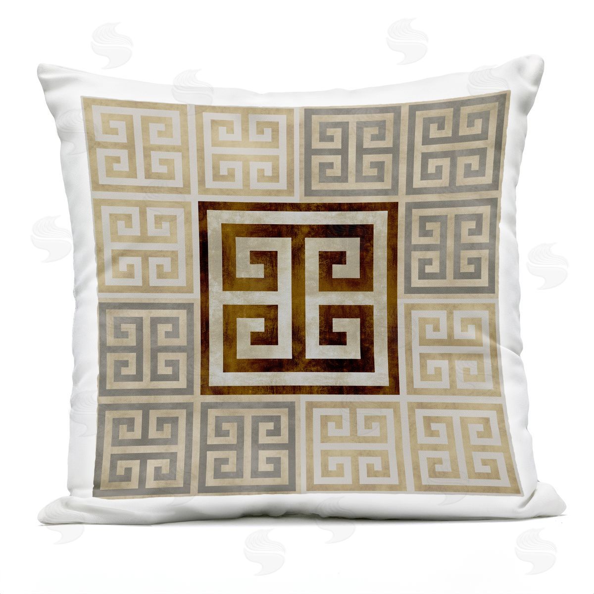 Chic Greek Key Pattern Outdoor Printed Pillow, Home Decor by Ellie Roberts