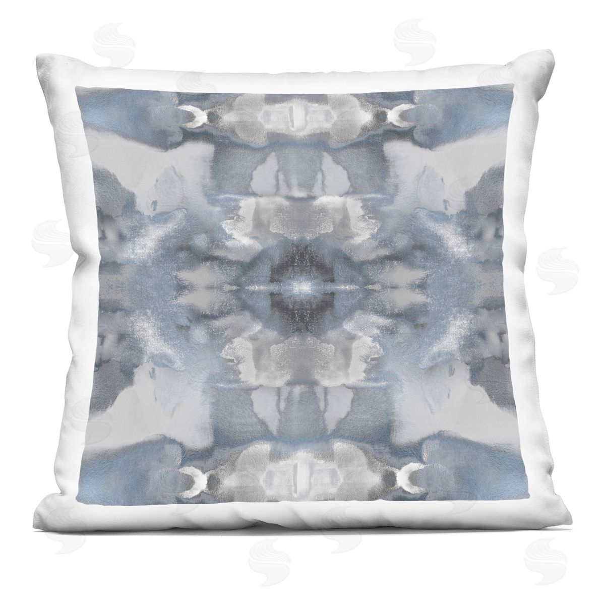 Symmetrical Grey Blue Pattern Decorative Printed Pillow, Home Decor by Ellie Roberts