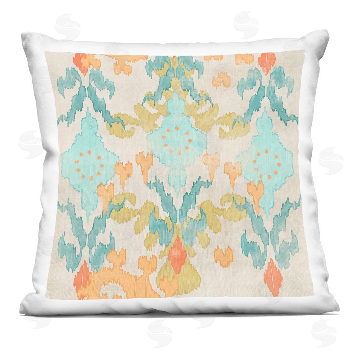 Fun Ikat Floral Shapes Decorative Printed Pillow, Home Decor by Evelia Designs