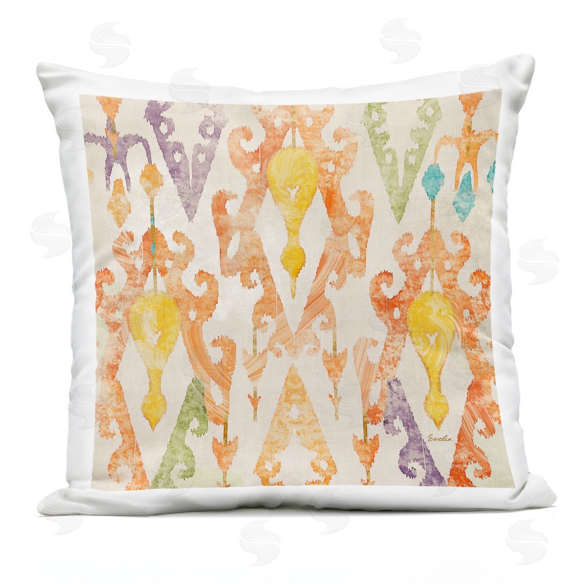 Vibrant Hues Geometric Pattern Outdoor Printed Pillow, Home Decor by Evelia Designs