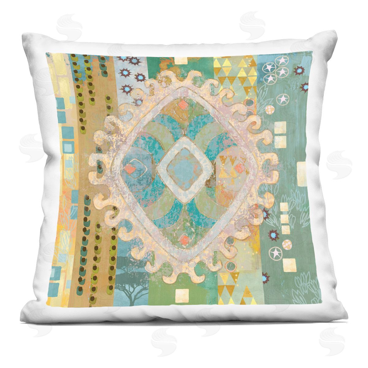 Whimsical Geometric Boho Pattern Decorative Printed Pillow, Home Decor by Evelia Designs