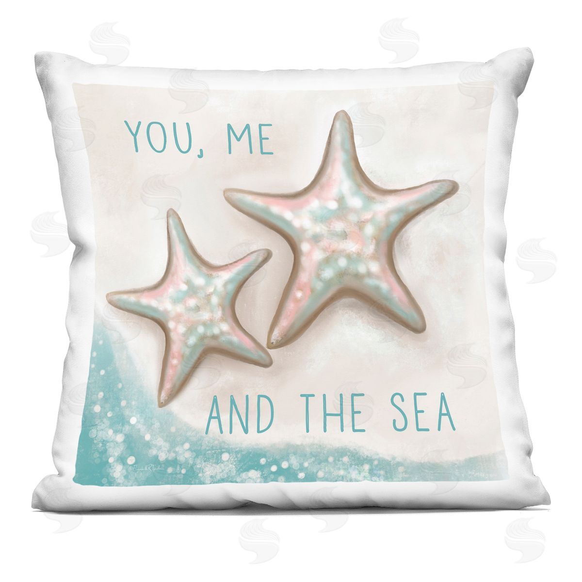 You Me & Sea Beach Starfish Decorative Printed Pillow, Home Decor by Elizabeth Tyndall