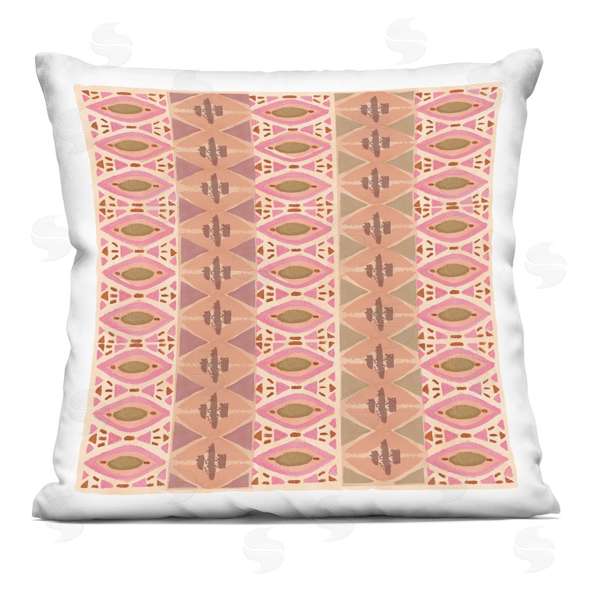 Boho Diamond Shape Pattern Decorative Printed Pillow, Home Decor by Flora Kouta