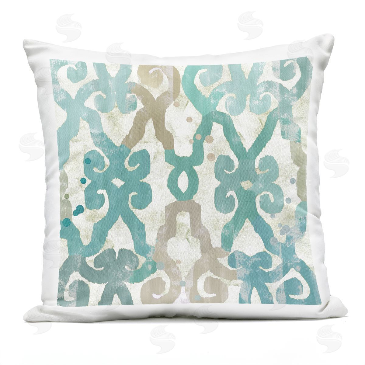 Blue Geometric Outline Pattern Outdoor Printed Pillow, Home Decor by Flora Kouta
