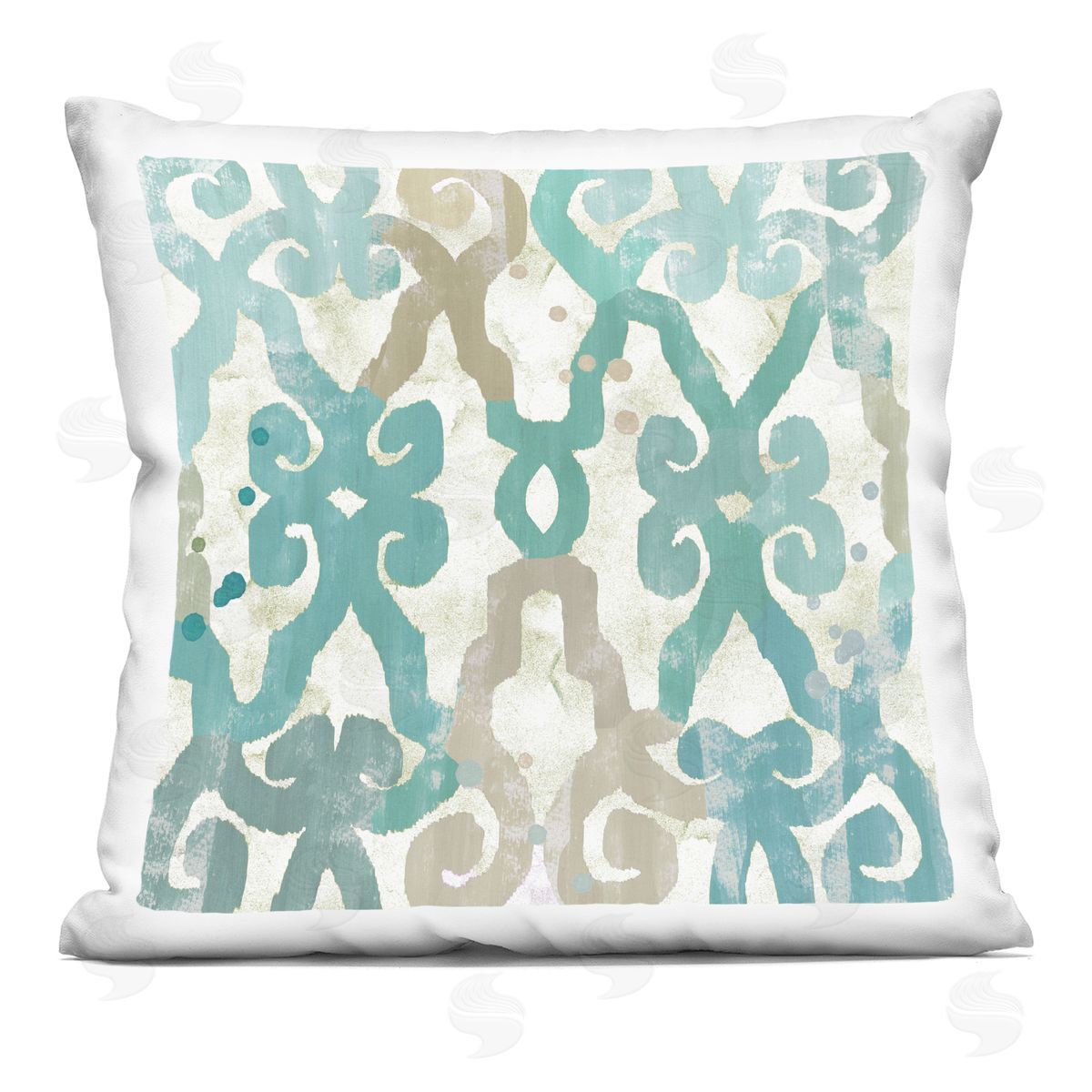 Blue Geometric Outline Pattern Decorative Printed Pillow, Home Decor by Flora Kouta