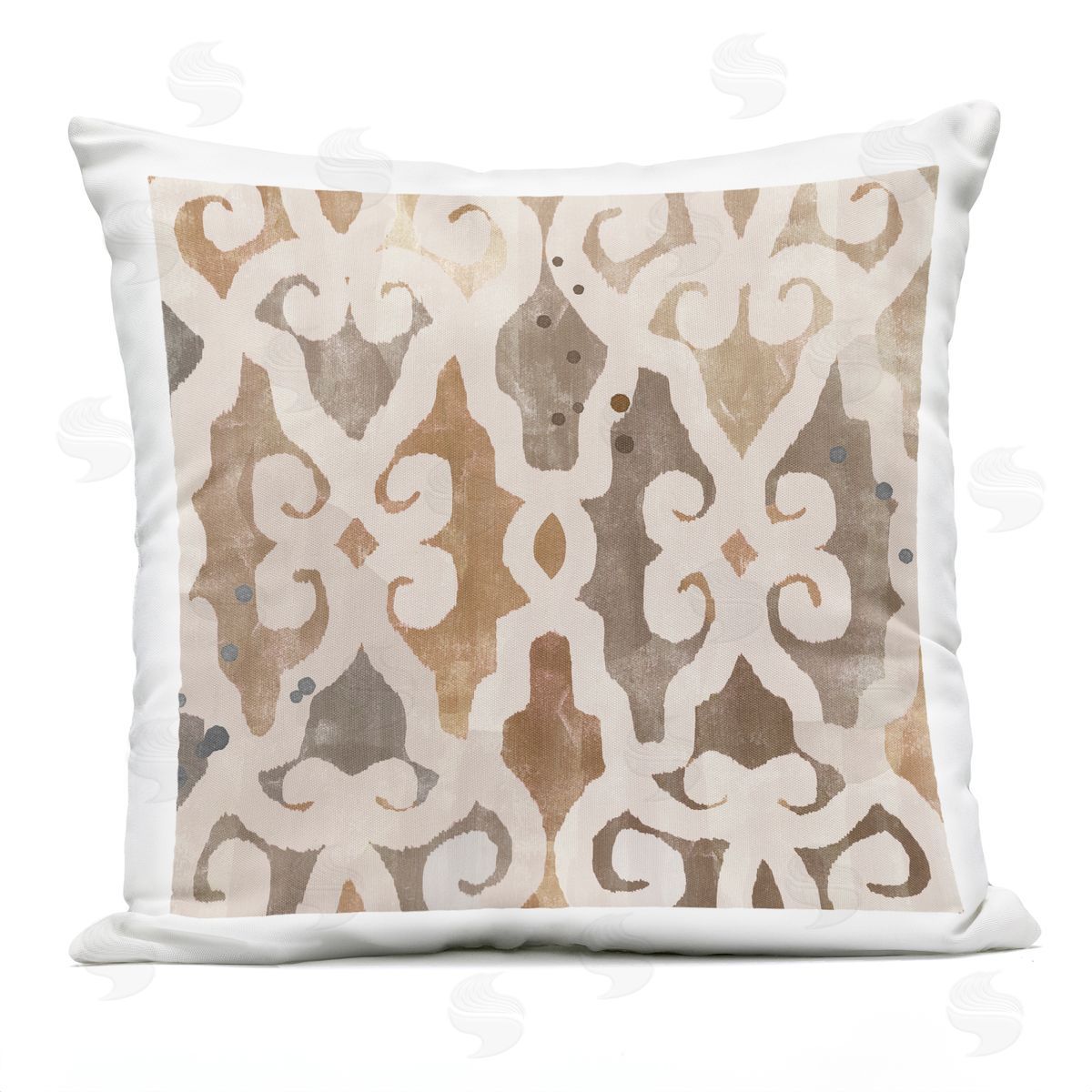 Brown Earthy Geometric Pattern Outdoor Printed Pillow, Home Decor by Flora Kouta