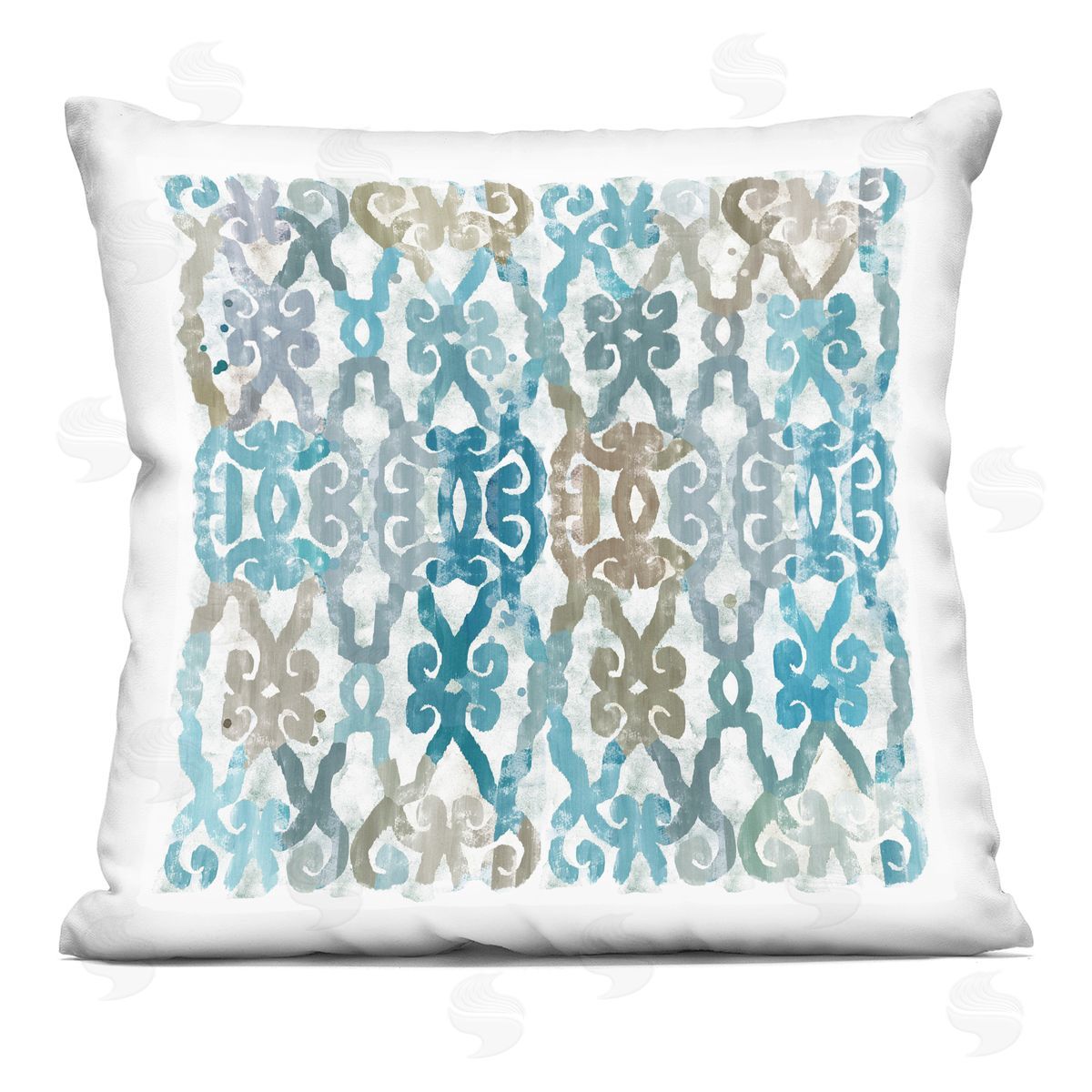 Blue Accent Boho Outline Pattern Decorative Printed Pillow, Home Decor by Flora Kouta