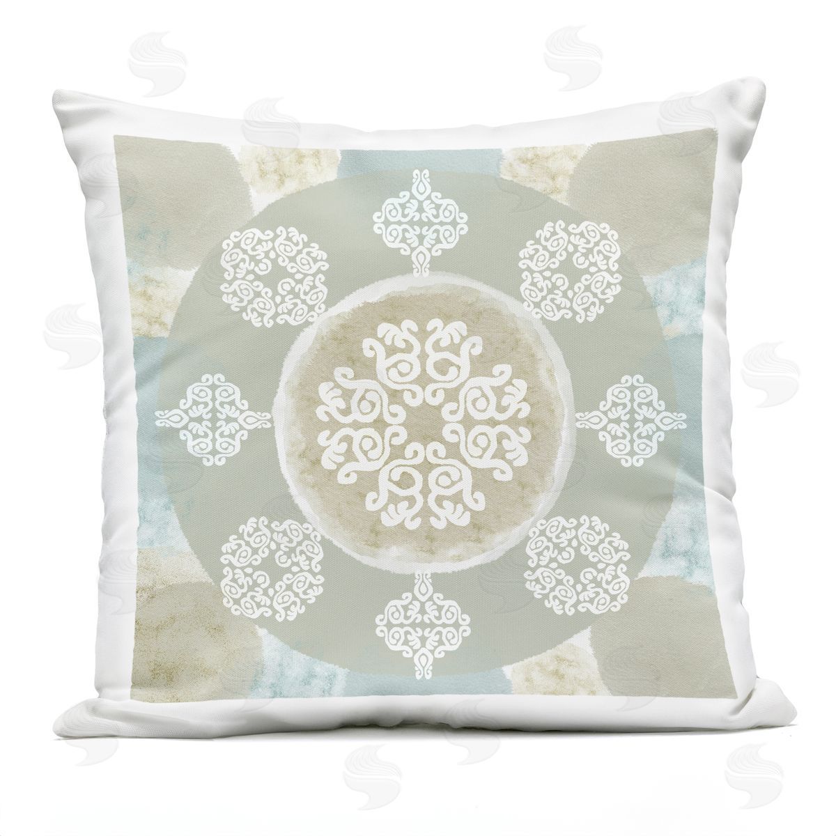 Earthy Muted Geometric Pattern Outdoor Printed Pillow, Home Decor by Flora Kouta