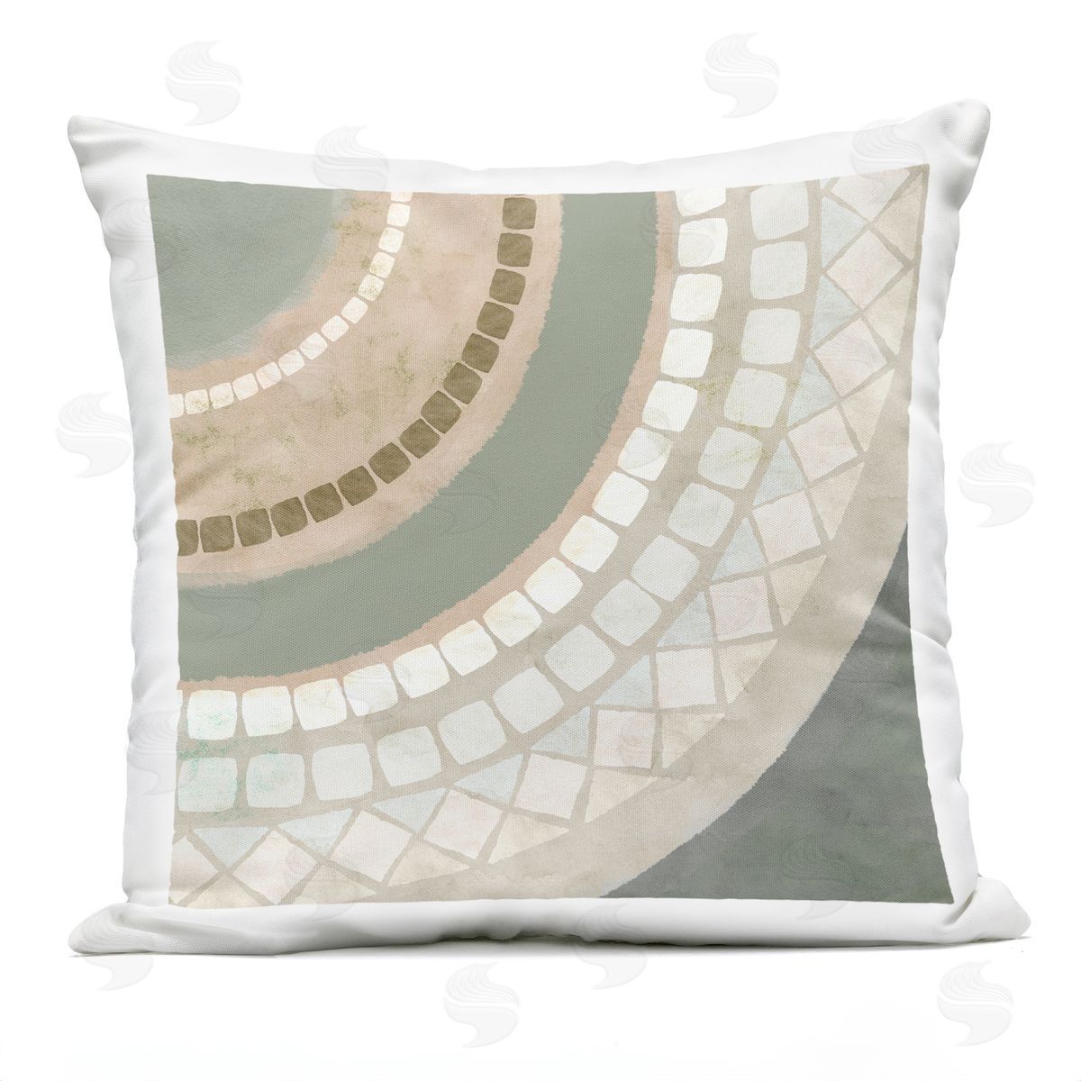 Mosaic Beige Earth Tones Outdoor Printed Pillow, Home Decor by Flora Kouta