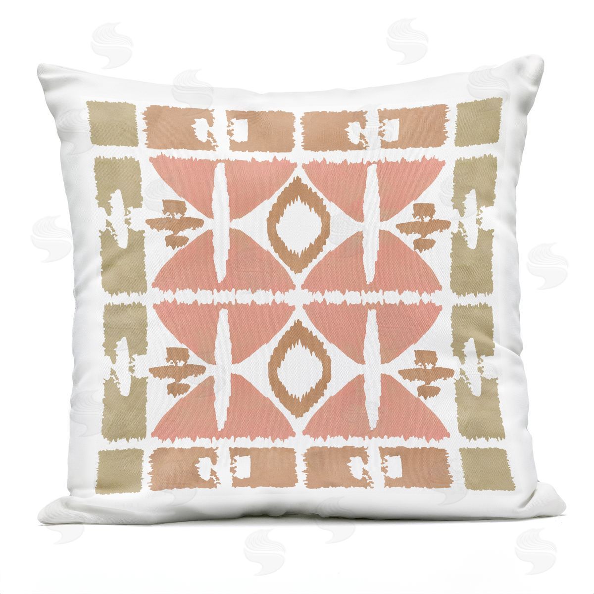 Bohemian Ikat Geometric Shapes Outdoor Printed Pillow, Home Decor by Flora Kouta