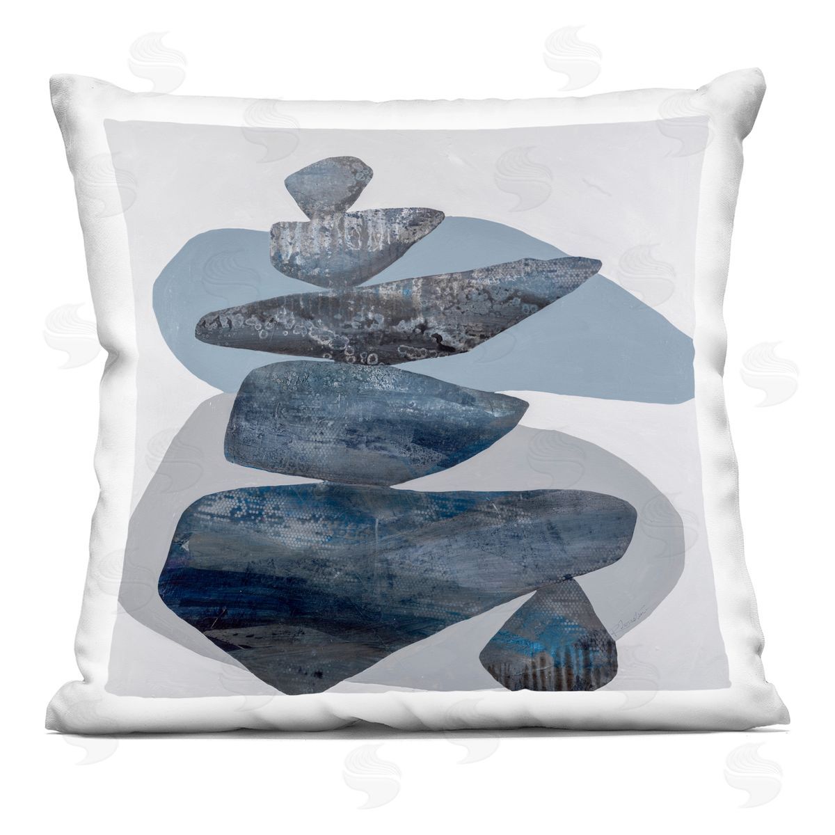 Calming Stacked Modern Rocks Decorative Printed Pillow, Home Decor by Ruth Fromstein