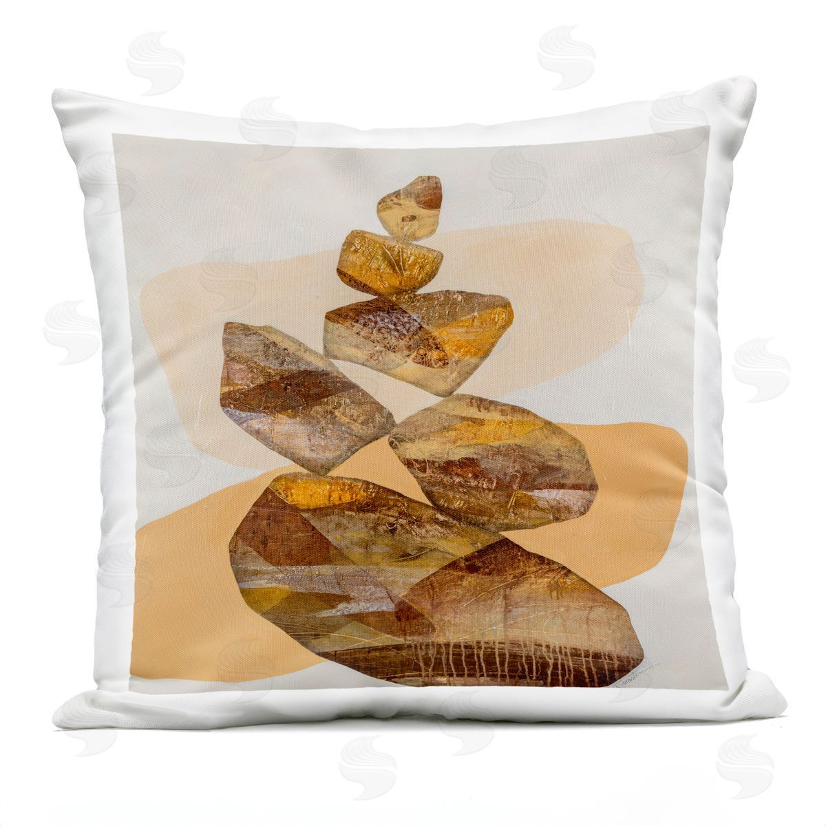 Earthy Stacked Rocks Modern Outdoor Printed Pillow, Home Decor by Ruth Fromstein