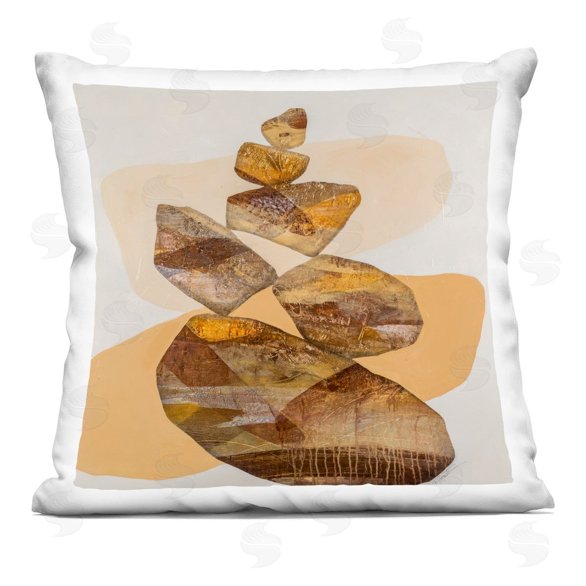 Earthy Stacked Rocks Modern Decorative Printed Pillow, Home Decor by Ruth Fromstein