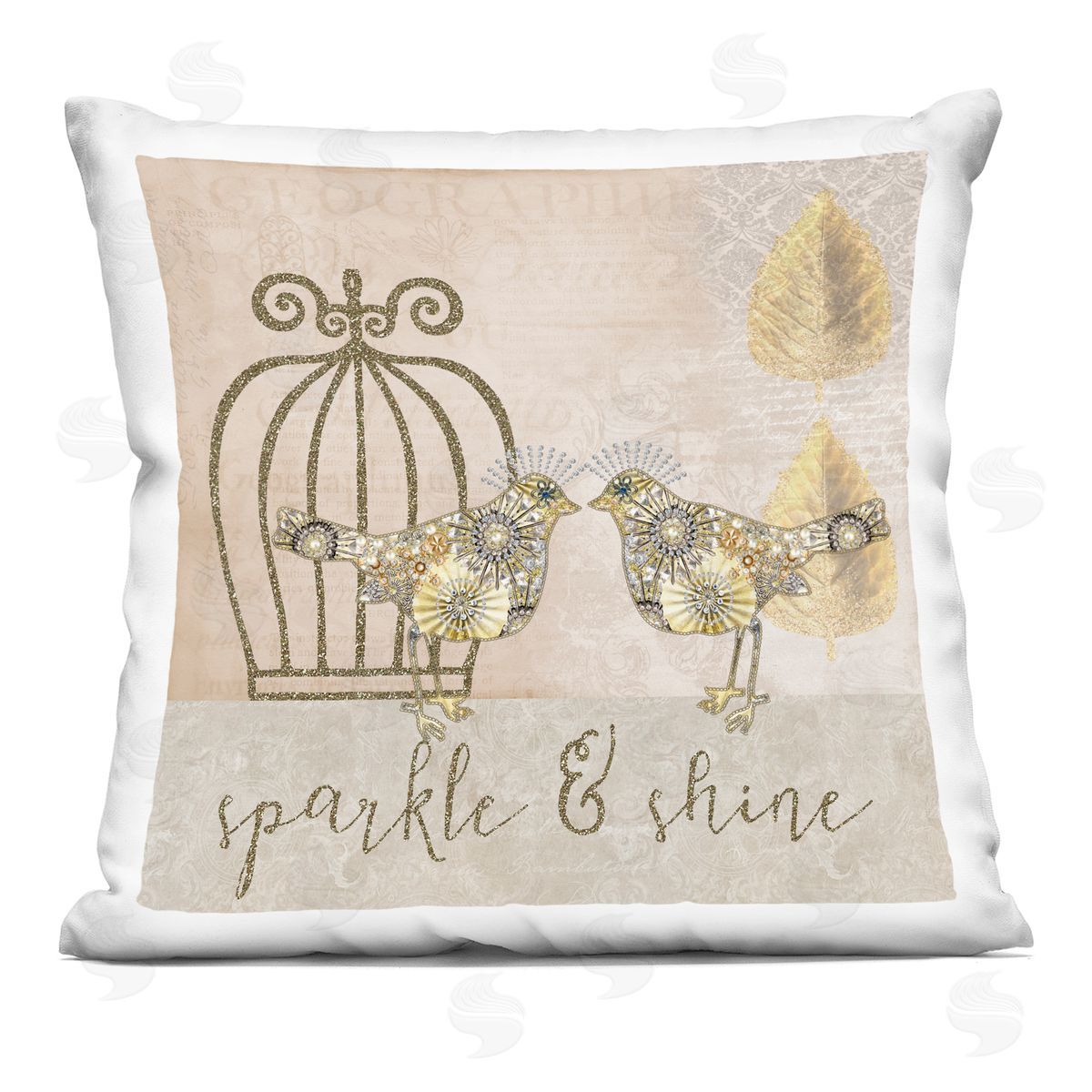 Sparkle & Shine Birds Patterned Decorative Printed Pillow, Home Decor by Andrea Haase