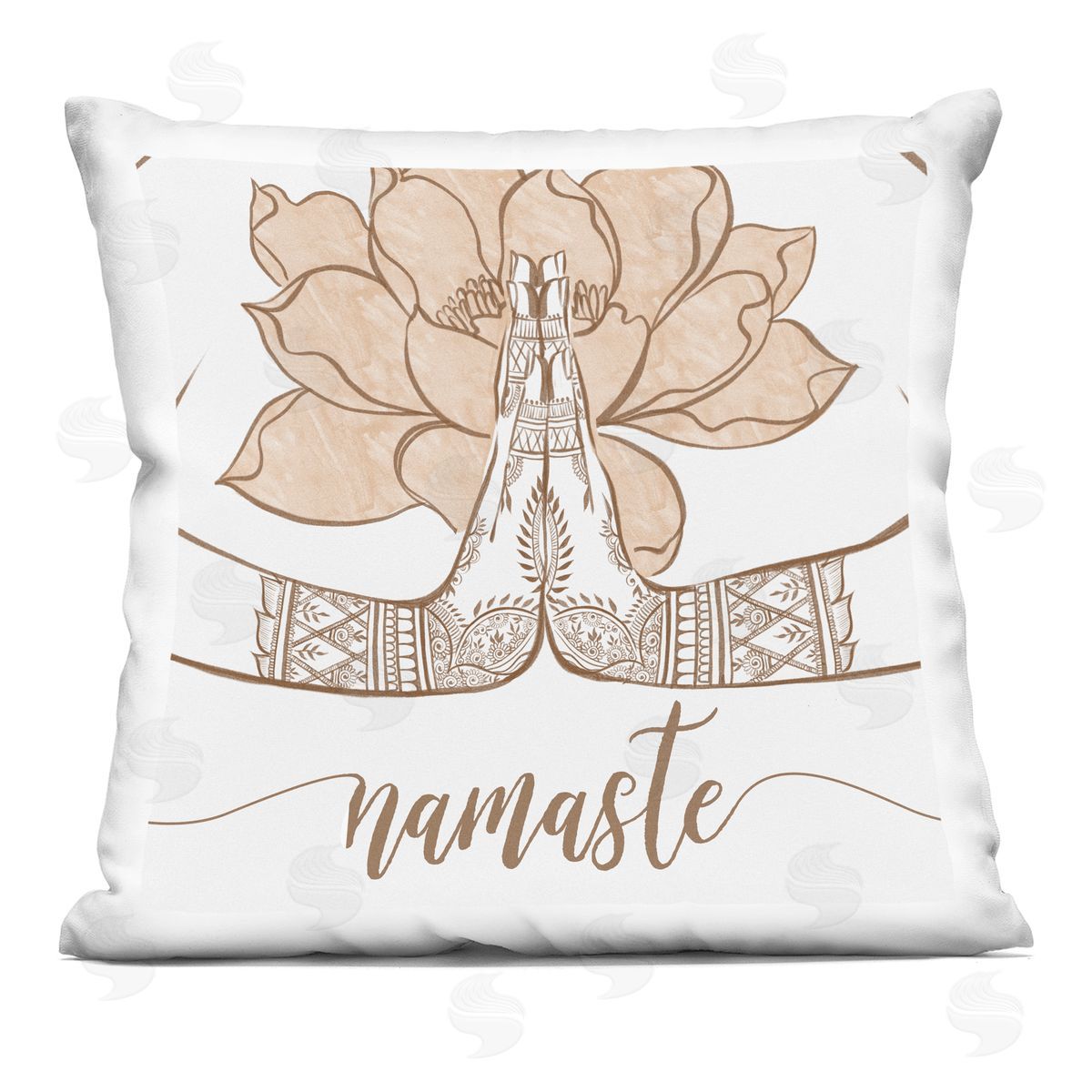 Namaste Lotus Flower Henna Pattern Decorative Printed Pillow, Home Decor by Ziwei Li
