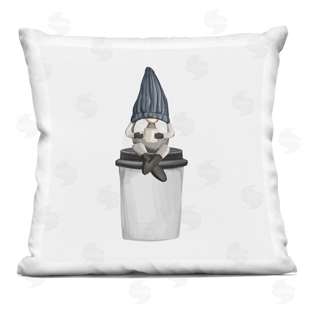 Kitchen Coffee Gnome Sitting Decorative Printed Pillow, Home Decor by Ziwei Li