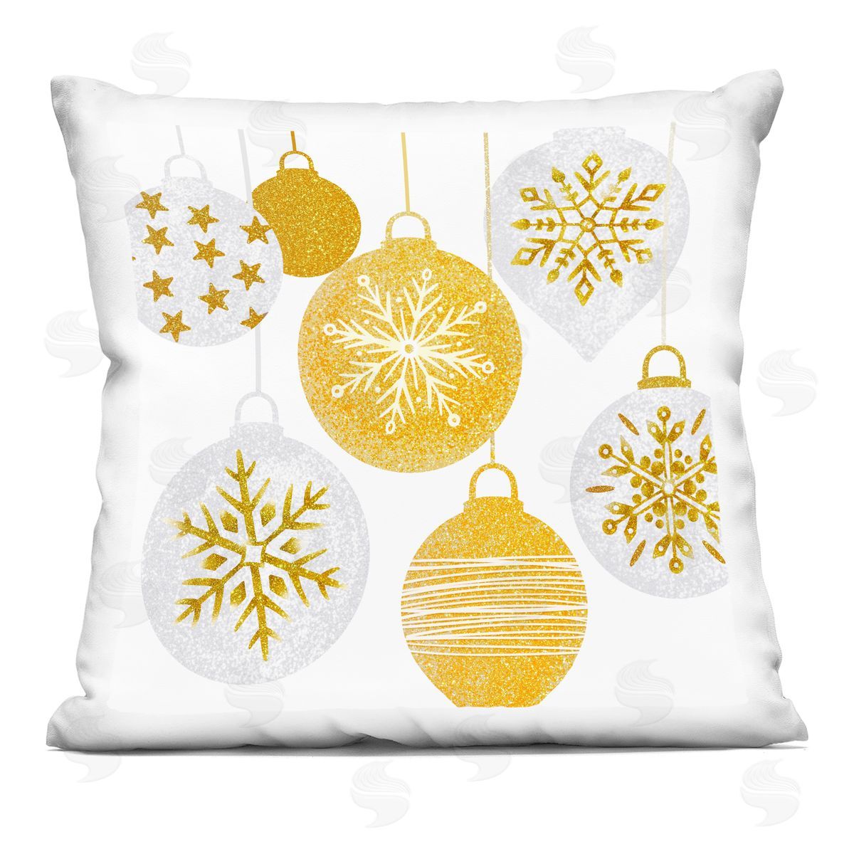 Twinkling Ornaments Snowflakes Decorative Printed Pillow, Home Decor by Ziwei Li