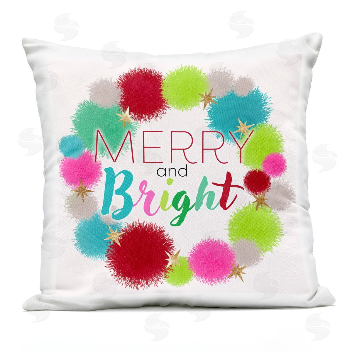 Merry And Bright Fun Holiday Outdoor Printed Pillow, Home Decor by Ziwei Li