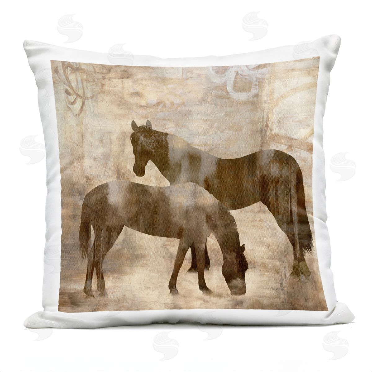 Rustic Farm Horses Silhouettes Outdoor Printed Pillow, Home Decor by Jason Mann