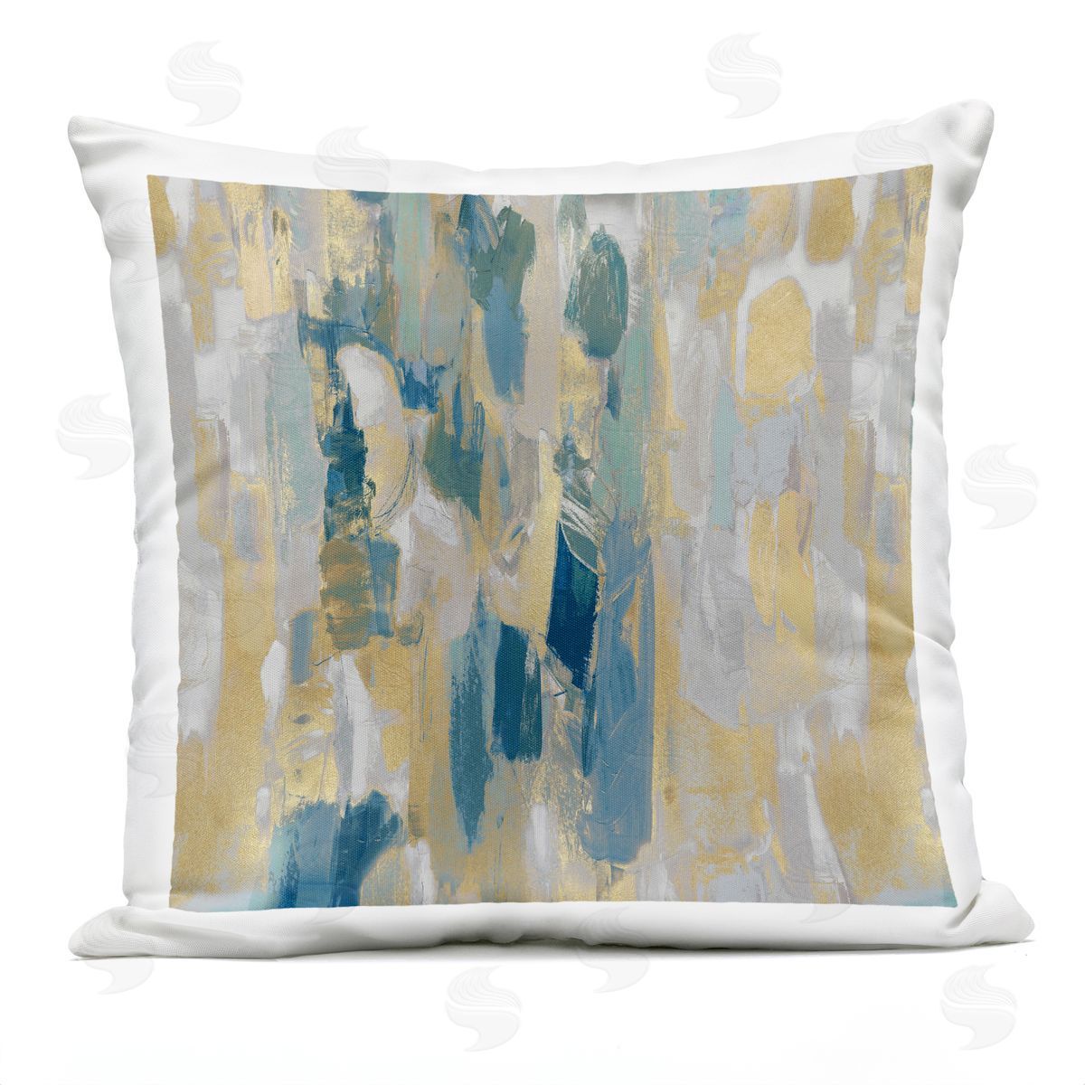 Blue Glam Chaotic Abstract Outdoor Printed Pillow, Home Decor by Jennifer Martin