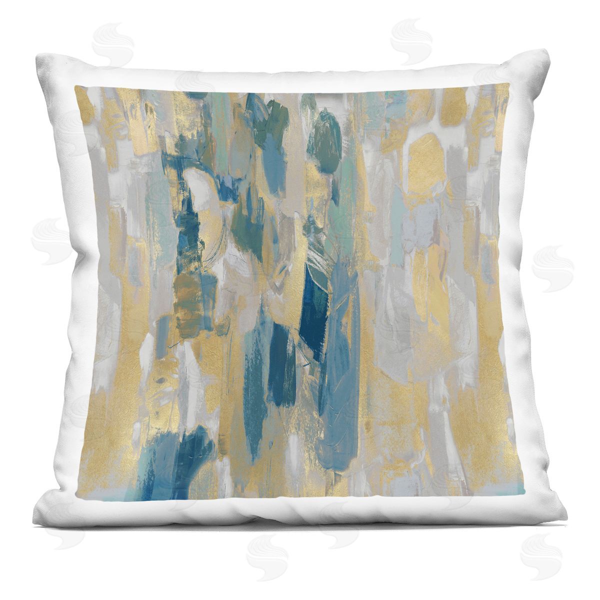 Blue Glam Chaotic Abstract Decorative Printed Pillow, Home Decor by Jennifer Martin