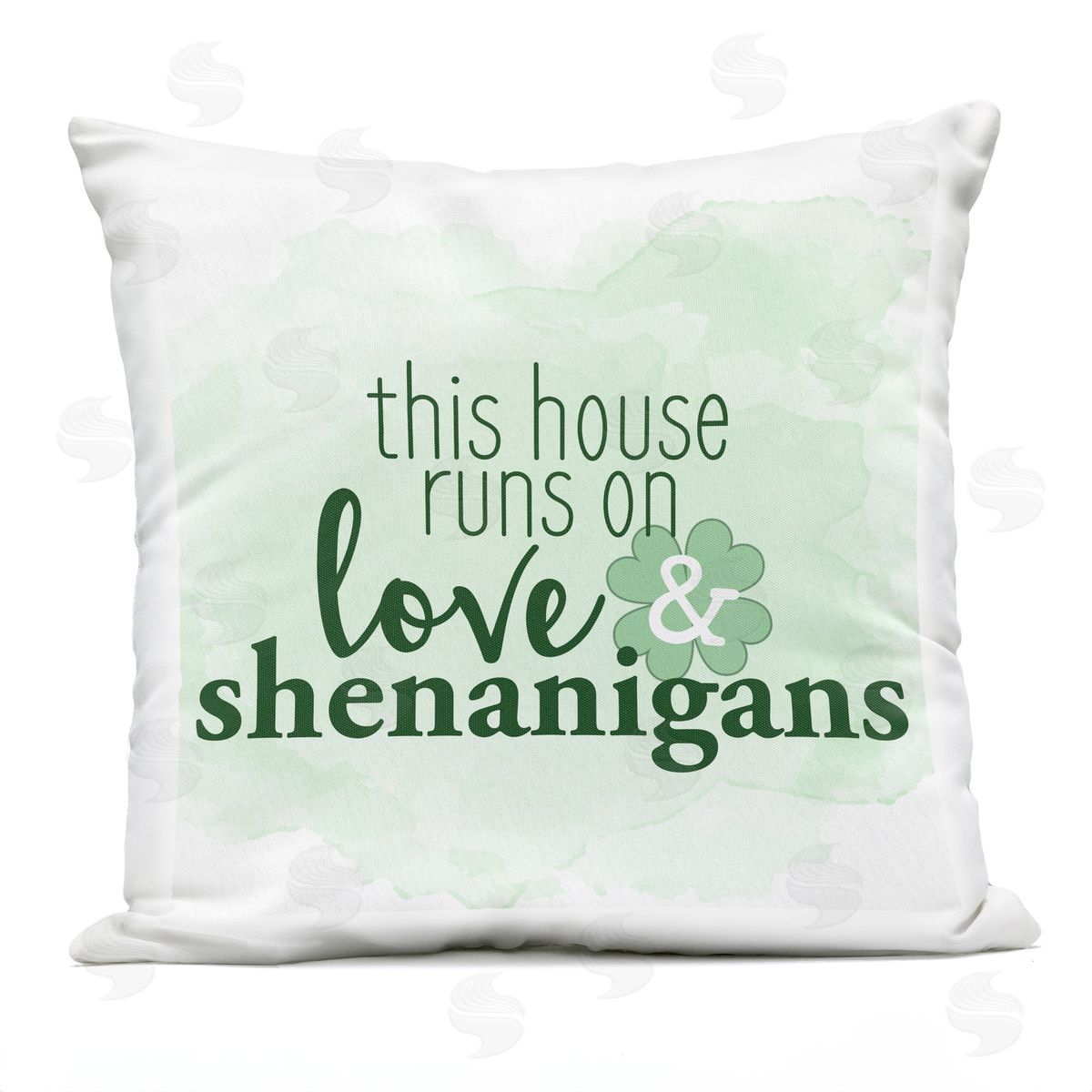 This House Love & Shenanigans Shamrock Outdoor Printed Pillow, Home Decor by Kim Allen