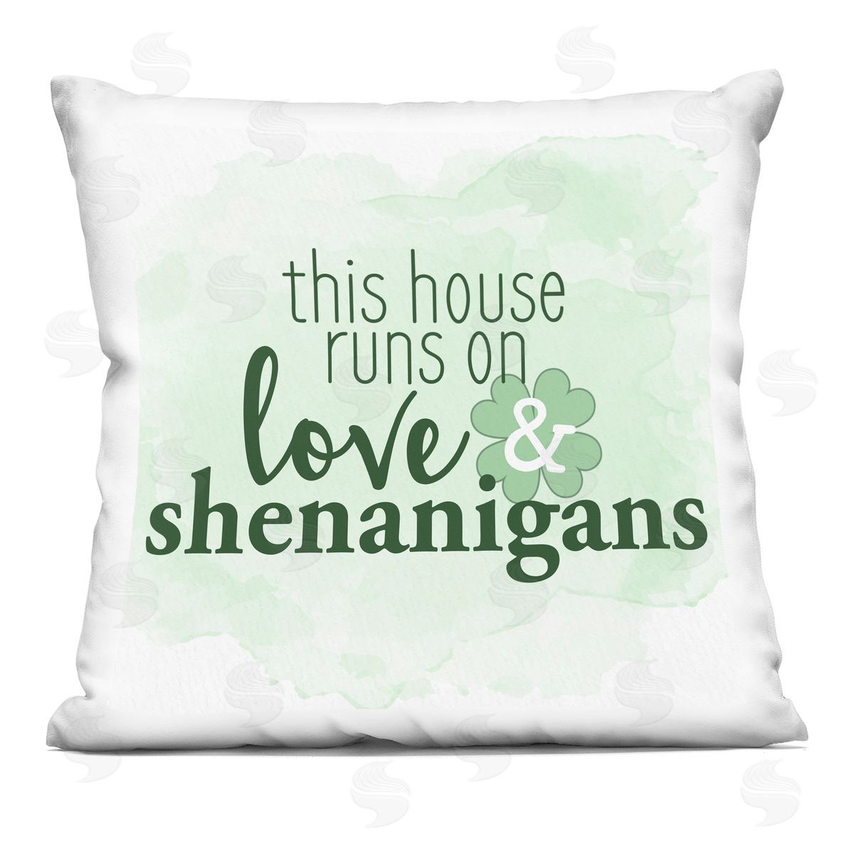 This House Love & Shenanigans Shamrock Decorative Printed Pillow, Home Decor by Kim Allen
