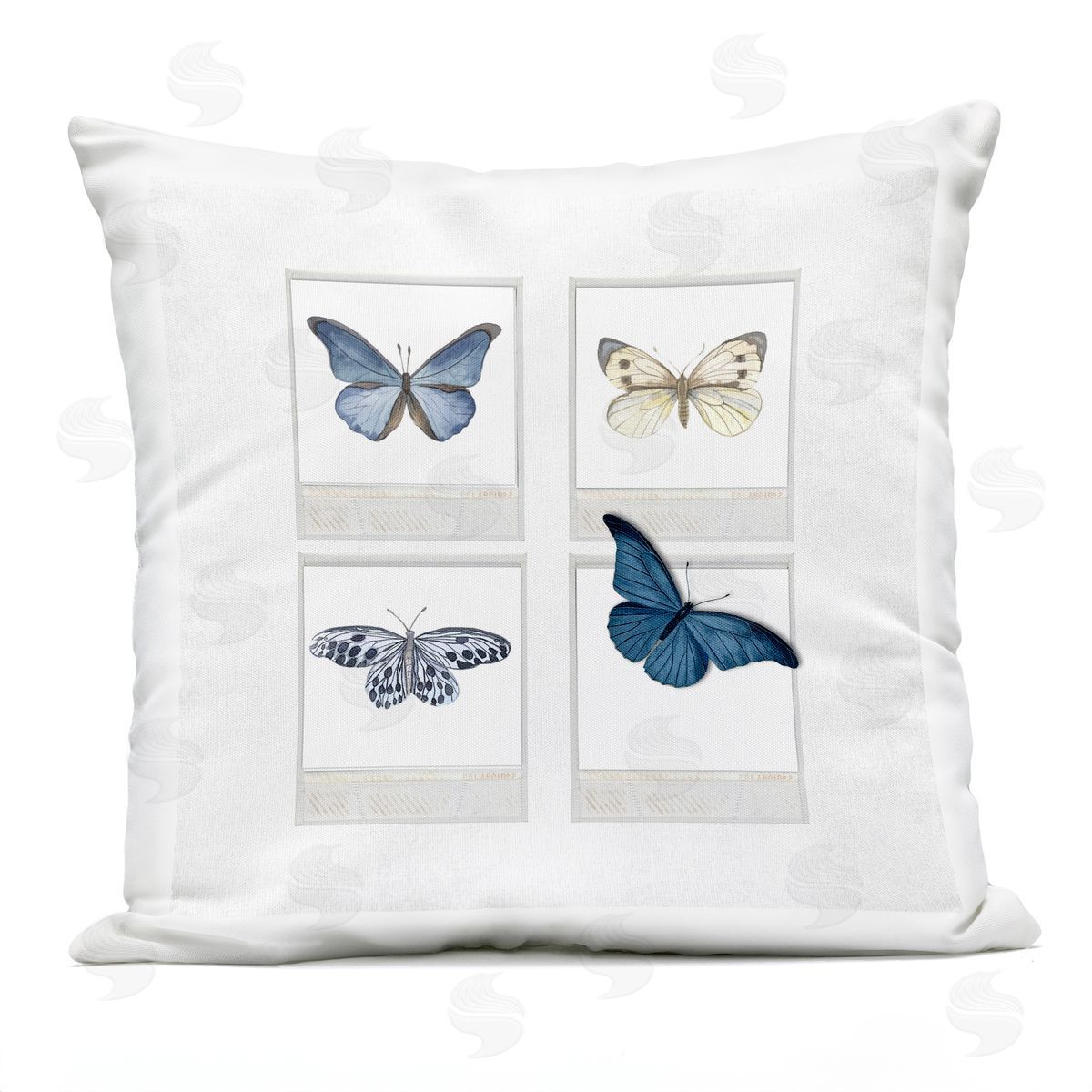Blue Butterflies Vintage Film Outdoor Printed Pillow, Home Decor by Karen Smith