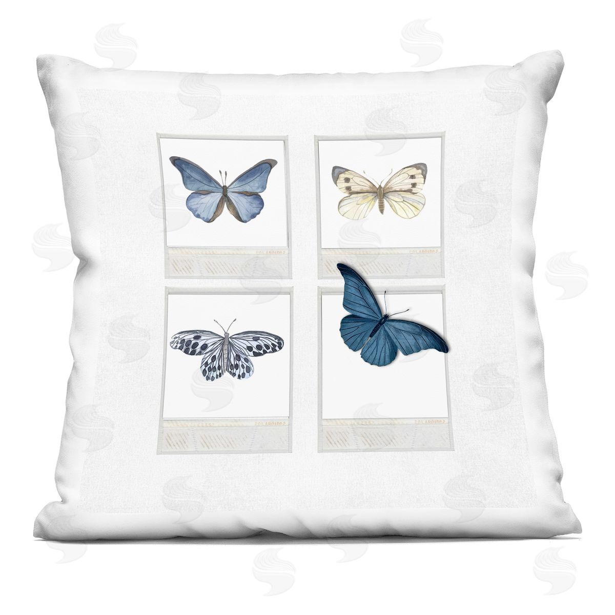 Blue Butterflies Vintage Film Decorative Printed Pillow, Home Decor by Karen Smith