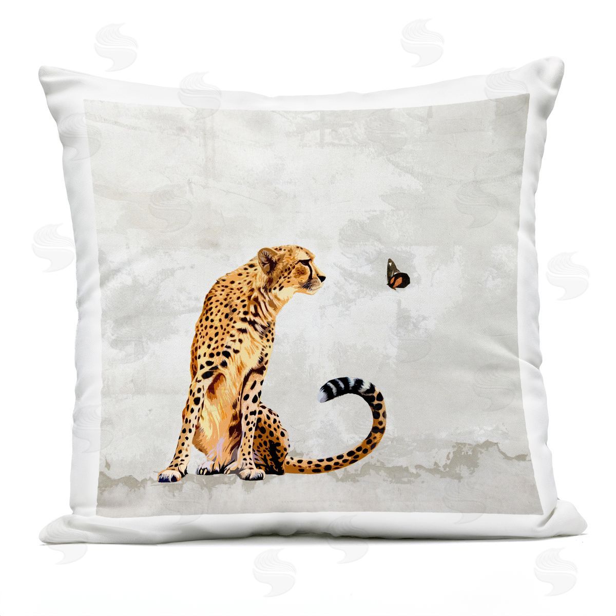 Wild Cheetah Butterfly Animals Outdoor Printed Pillow, Home Decor by Karen Smith