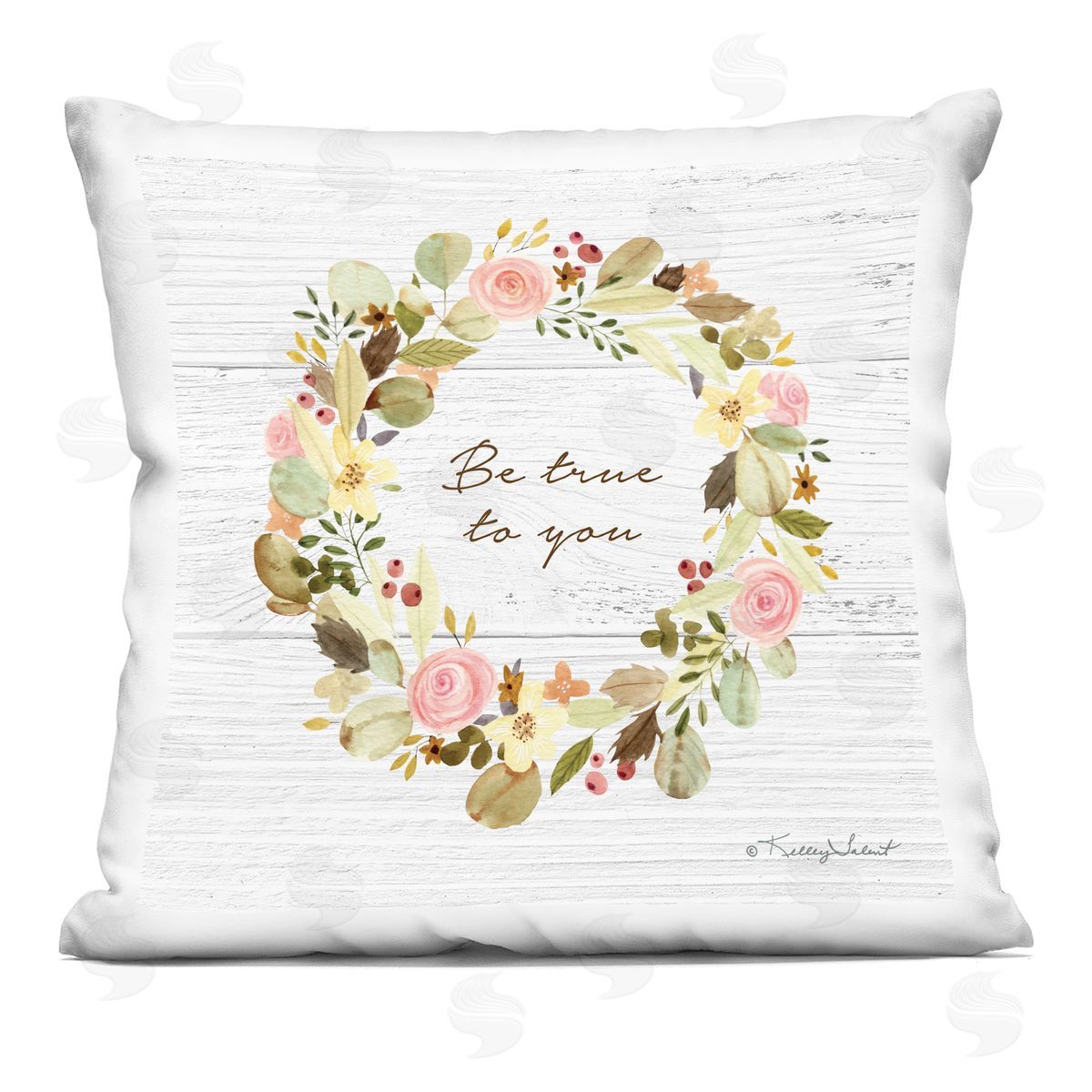 Be True To You Rose Wreath Decorative Printed Pillow, Home Decor by Kelley Talent