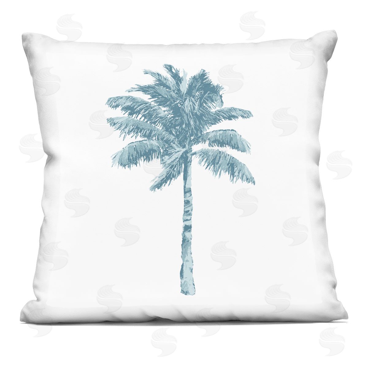 Minimal Blue Palm Tree Decorative Printed Pillow, Home Decor by Kristen Drew