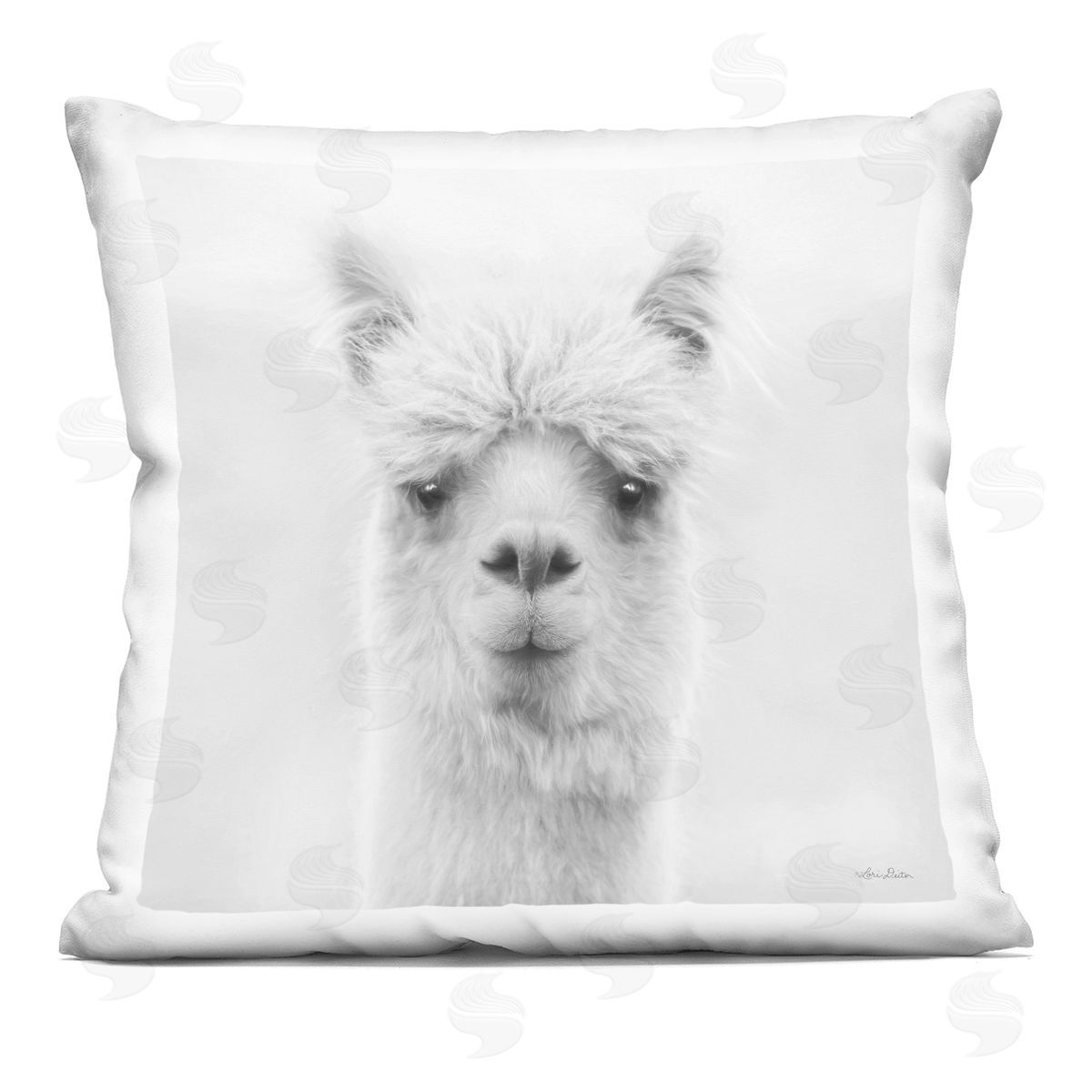 Rural Llama Face Portrait Decorative Printed Pillow, Home Decor by Lori Deiter