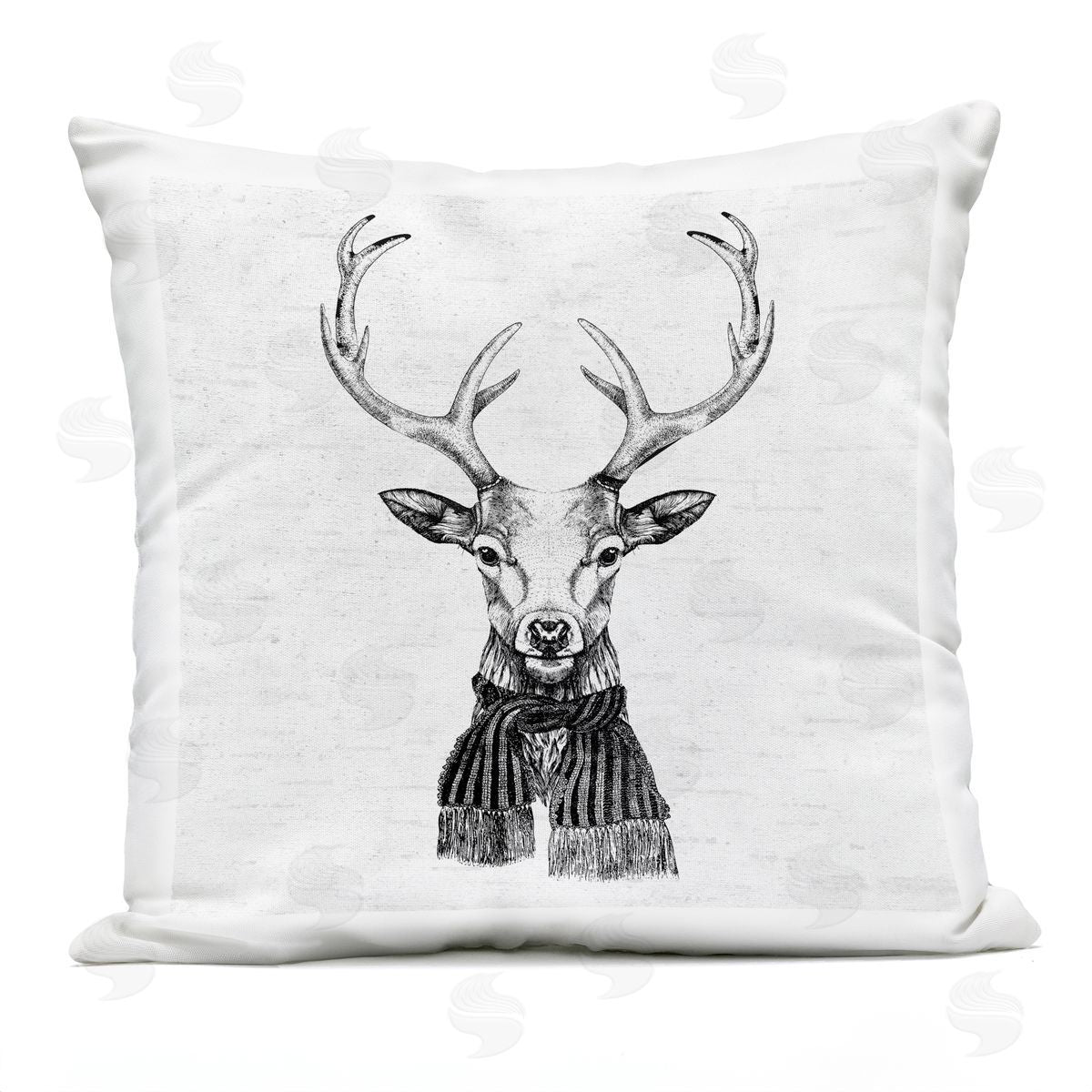 Winter Deer Wearing Scarf Outdoor Printed Pillow, Home Decor by Lettered and Lined