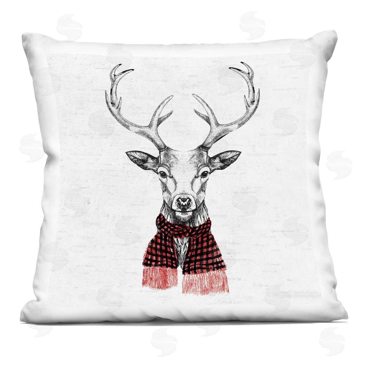 Winter Deer Red Plaid Scarf Decorative Printed Pillow, Home Decor by Lettered and Lined