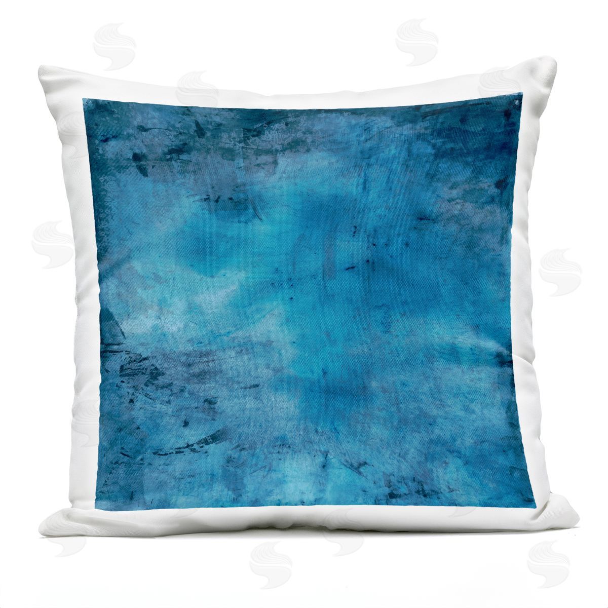 Blue Chaotic Moody Abstract Outdoor Printed Pillow, Home Decor by Michelle Oppenheimer