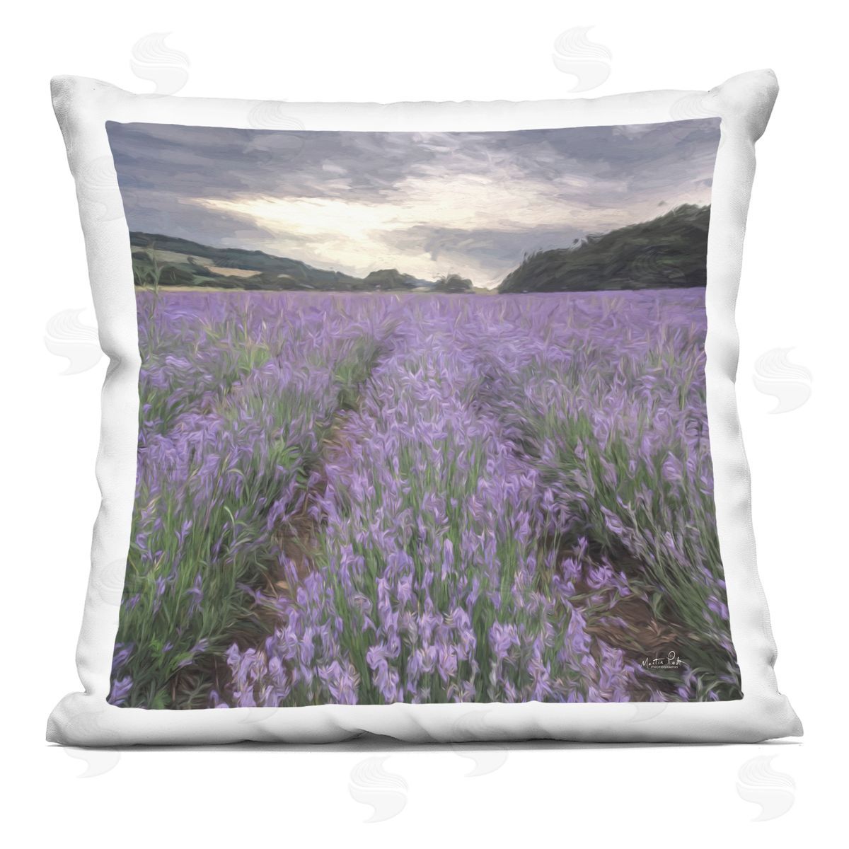 Iris Meadow Purple Flowers Decorative Printed Pillow, Home Decor by Martin Podt