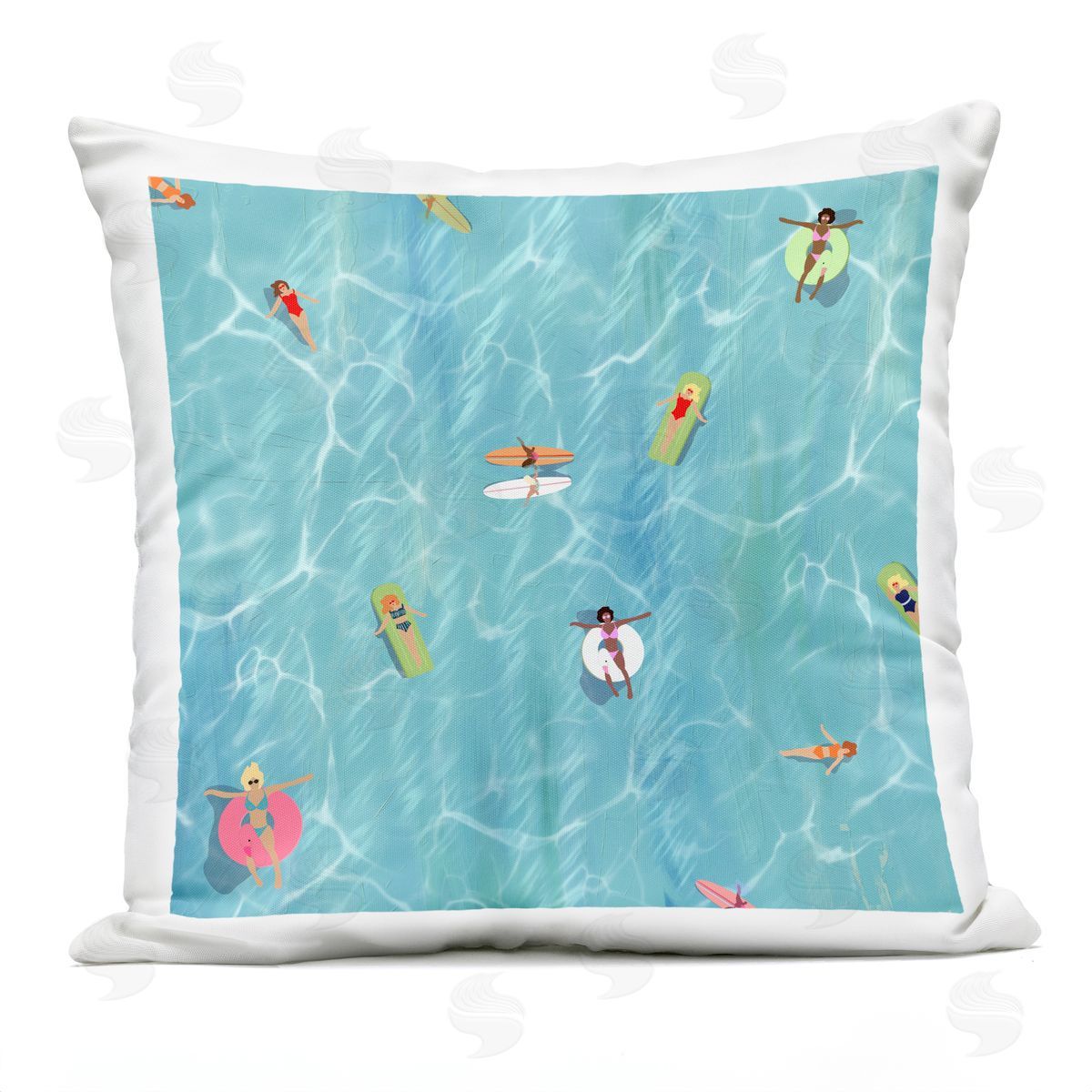 Relaxing Summer Beach Swimming Outdoor Printed Pillow, Home Decor by Ashley Singleton