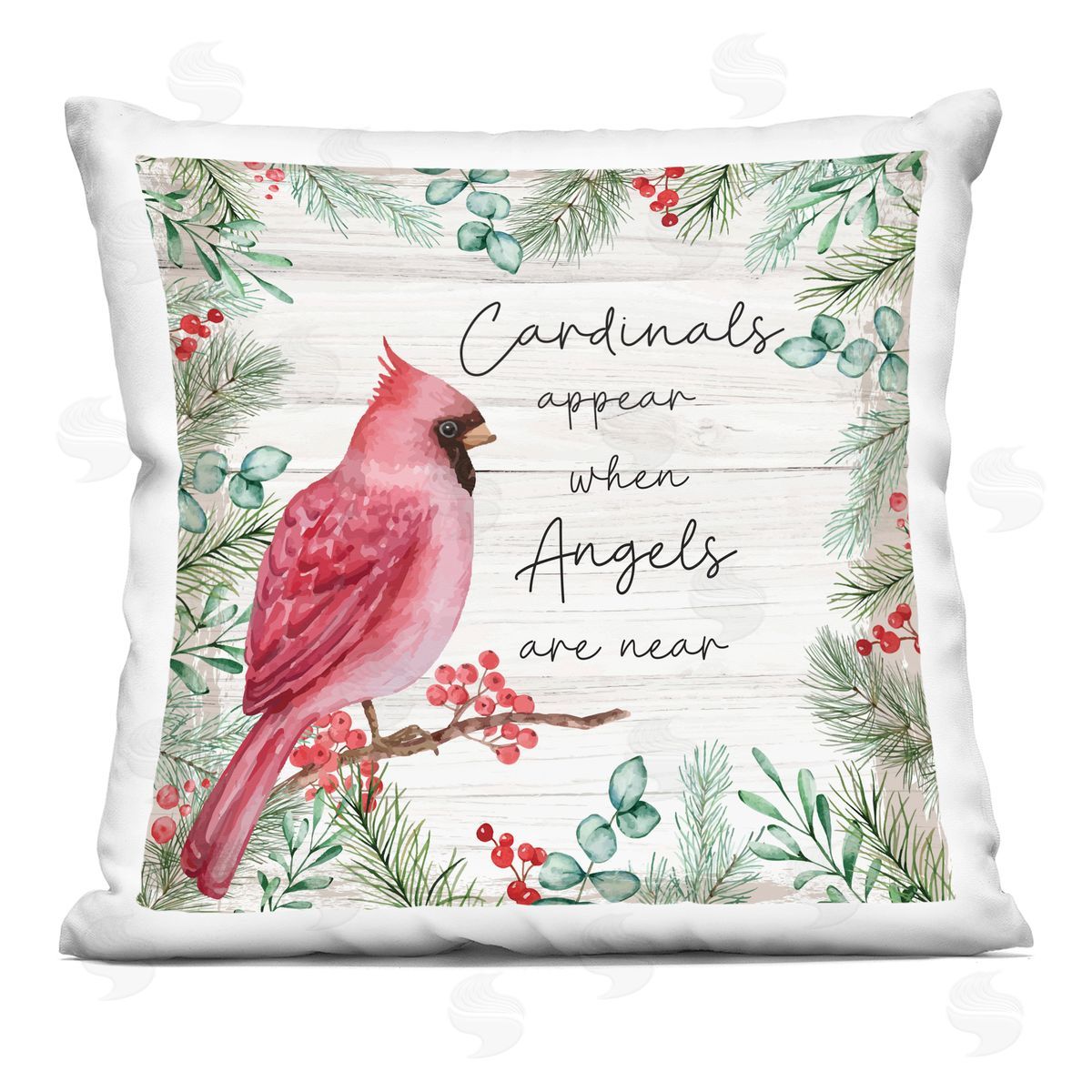 Nicole DeCamp Cardinals Appear When Angels Near Phrase Printed Plush Polyester Throw Pillow