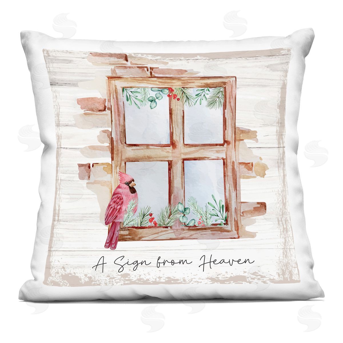 Nicole DeCamp Sign From Heaven Cardinal Windowsill Printed Plush Polyester Throw Pillow