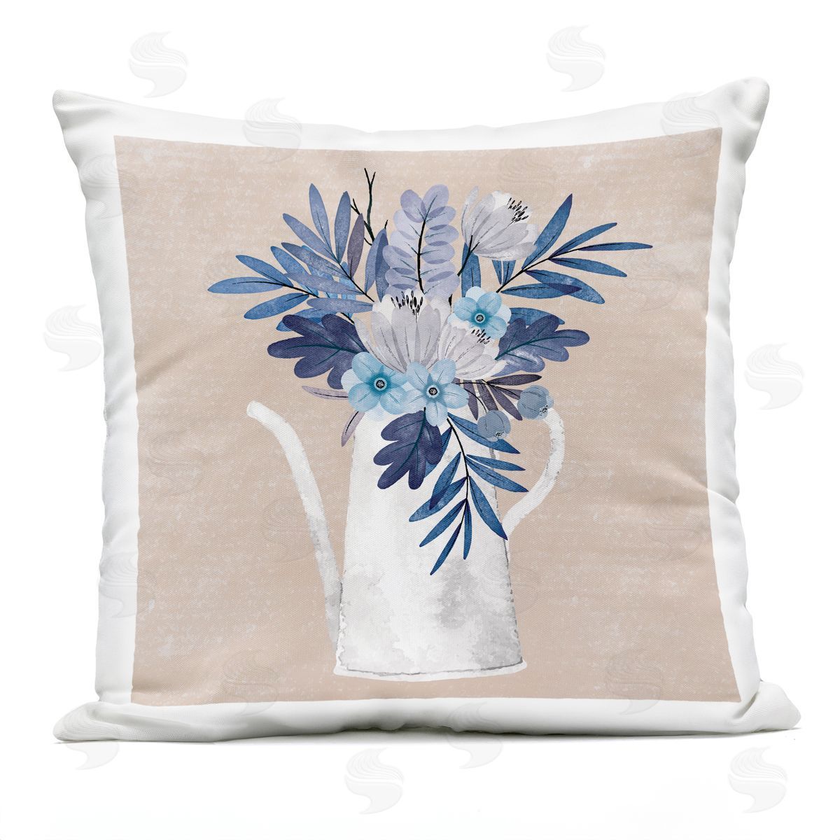 Nicole DeCamp Country Jug Blue Flowers Outdoor Quick-Dry Polyester Printed Throw Pillow