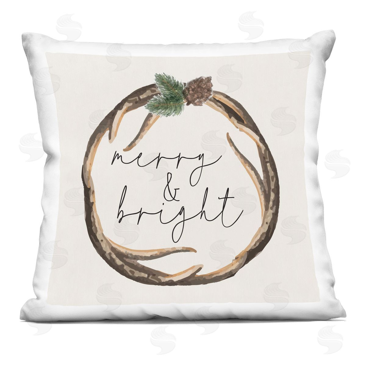 Nicole DeCamp Merry & Bright Woodsy Holiday Printed Plush Polyester Throw Pillow