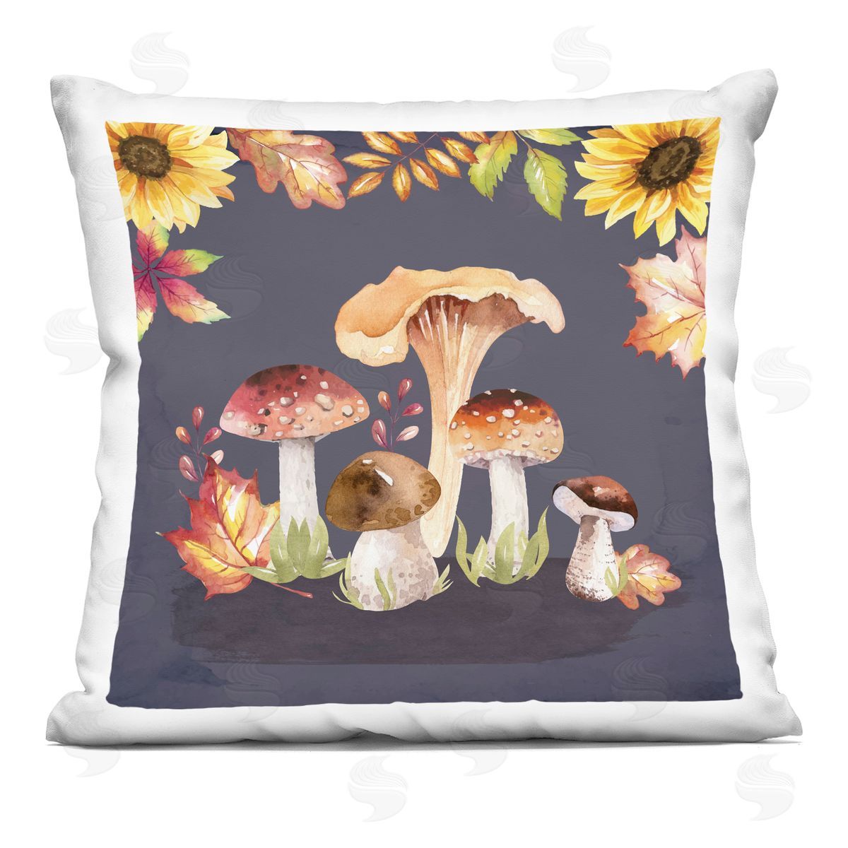 Nicole DeCamp Woodland Mushrooms Forest Plants Printed Plush Polyester Throw Pillow