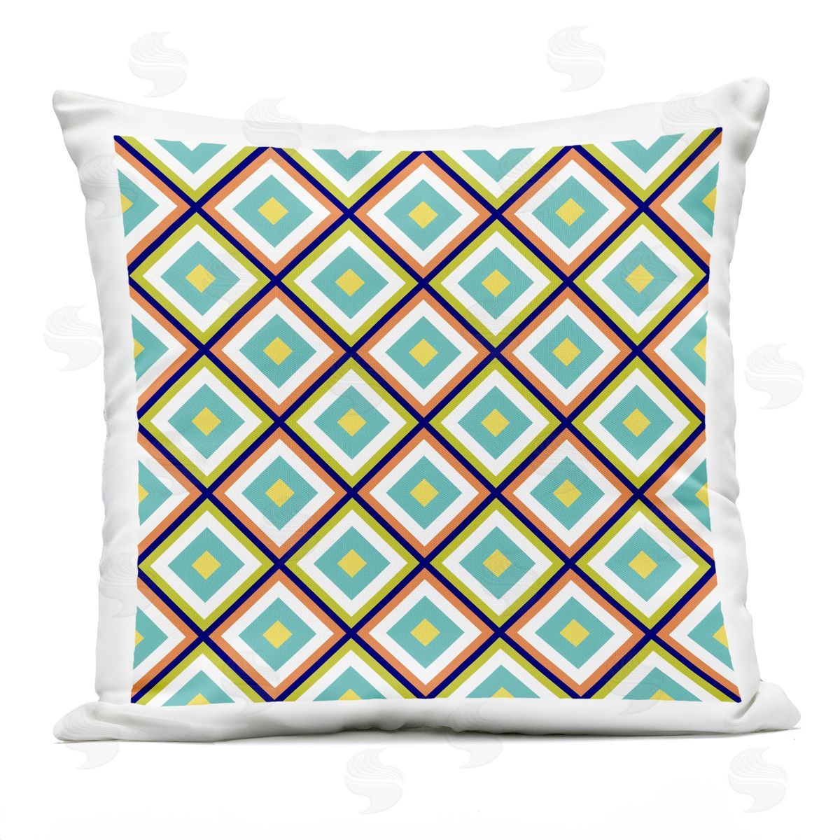 Fun Blue Geometric Pattern Outdoor Printed Pillow, Home Decor by Irena Orlov