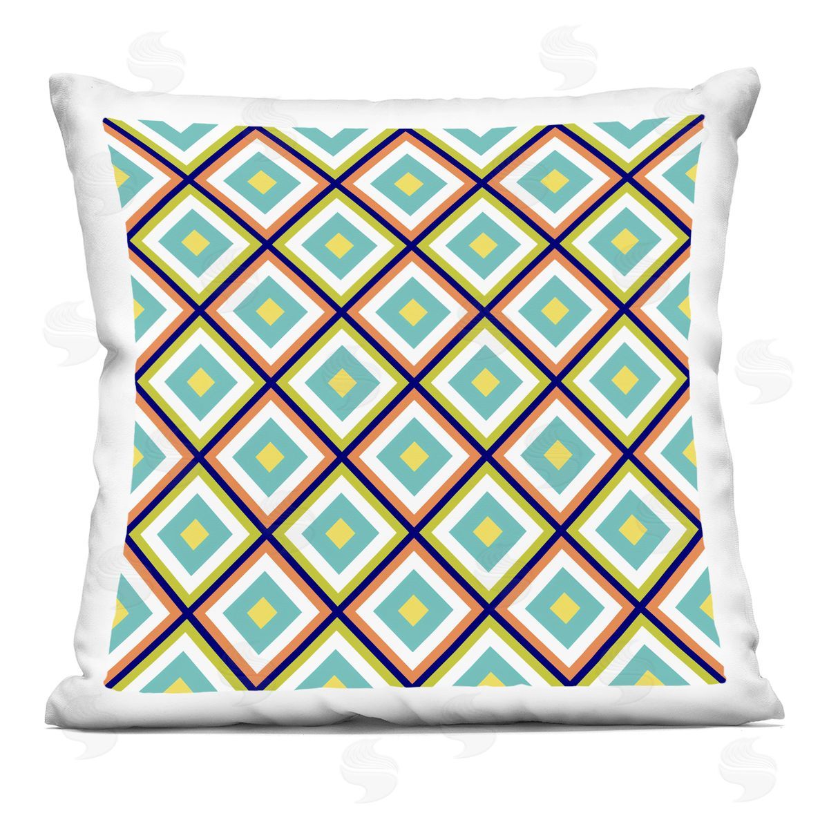 Fun Blue Geometric Pattern Decorative Printed Pillow, Home Decor by Irena Orlov