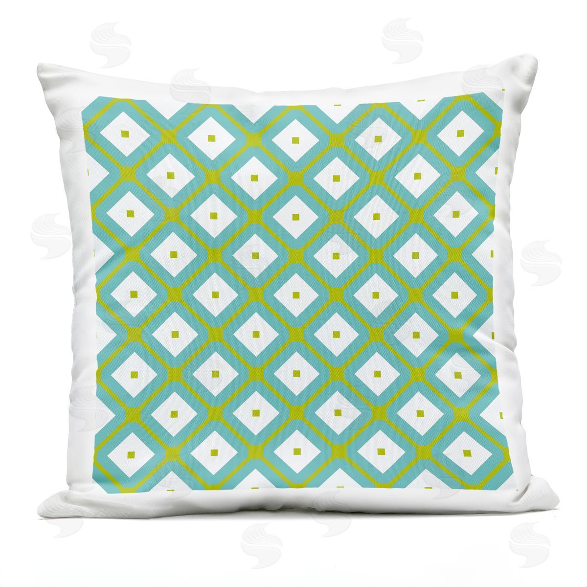Turquoise Diamond Pattern Outdoor Printed Pillow, Home Decor by Irena Orlov