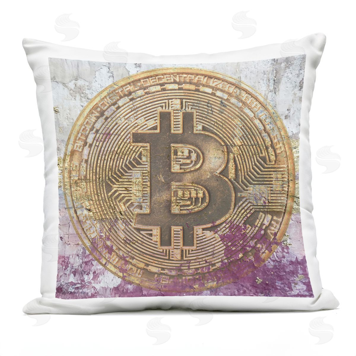 Detailed Bitcoin Vintage Logo Outdoor Printed Pillow, Home Decor by Irena Orlov