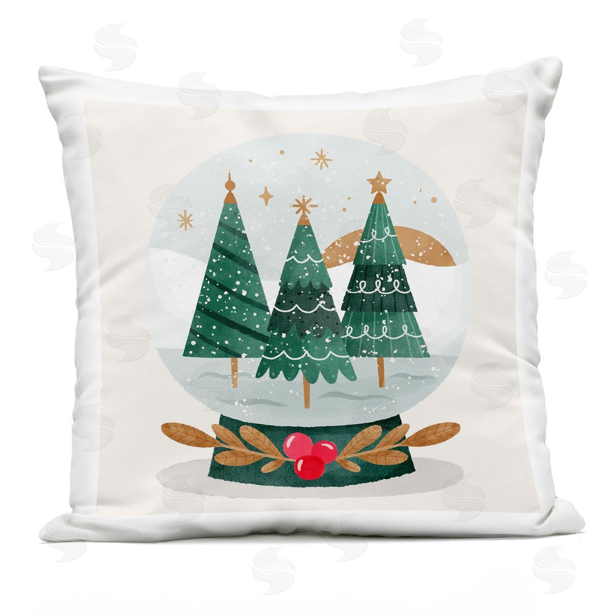 Seasonal Wintery Snow Globe Outdoor Printed Pillow, Home Decor by Stupell Studio