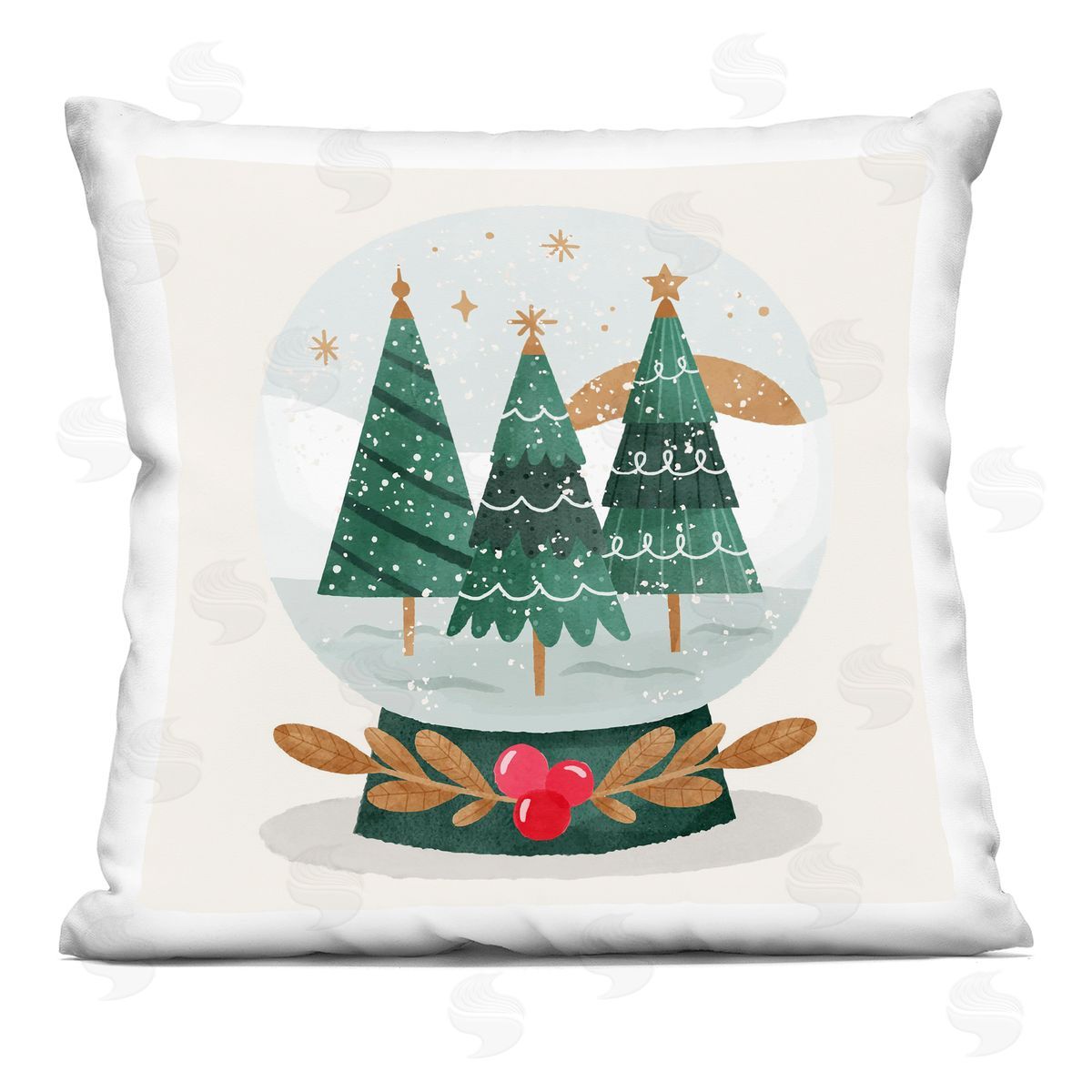 Seasonal Wintery Snow Globe Decorative Printed Pillow, Home Decor by Stupell Studio